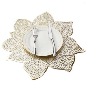 Tapetes de mesa 6 pcs formato de flor Placemat Goldene PVC Simulação coral zweig forma oeste de tischset isolierung tischdekoration