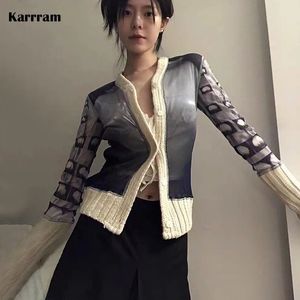 Tees Karram Karram Y2K Eesthetics Cardigan Grunge Patchwork Patrzy Patrzy Koreański projektant mody Fairycore Vintage Knitwear HARAJUKU 230311