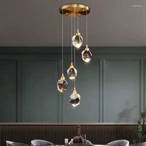 Pendant Lamps Crystal Chandelier Modern Staircase Lamp Diamond Design Living Room Bedroom Restaurant Bar Sales Department Loft