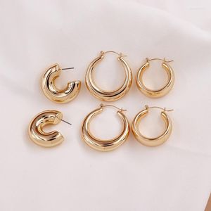 Creolen Großhandel Ankunft Basic Damen Modeschmuck C-Form rund True Beauty Metallic vergoldetes Ohrring-Set