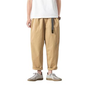 Calça masculina homens harém cargo 2023 primavera casual solta cor sólida hip hop line perna linear harajuku streetwear calças de corrida