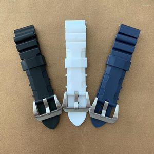 Cinturini per orologi Accessori Cinturino in caucciù Fibbia in acciaio inossidabile da 22 mm Può essere assemblato con cassa da 43 mm Nero Bianco Blu Modifica