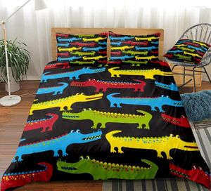 Yatak setleri çocuklar set karikatür hayvan yorgan kapağı kızlar erkek yatak keten timsah yatak klothes köpek yatak seti renkli ekose ev tekstil