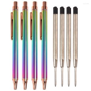 Wysuwane długopisy Ballpoint Luksusowy Rainbow Click Metal Pen Black Ink 1,0 mm dla akcesoriów biurowych biurkowych