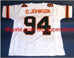 Özel Erkekler Gençlik Kadınlar Vintage Özel Miami Hurricanes Erkekler #94 Dwayne Johnson Futbol Forması Boyut S-4XL veya özel herhangi bir isim veya numara forması