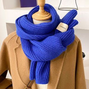 Lenços envoltem a moda de cor de inverno sólido lenço de malha para mulheres pescoço de lã de lã de lã envoltório lady lady coreano elástico bufandas silenciador 230311