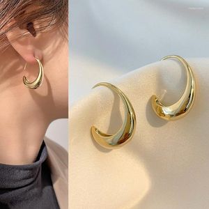 Studörhängen Högkvalitativ uttalande Design Smooth Metal Curve Ear Hook Drop Earring For Women Jewelry Copper Geometric Studs Brincos