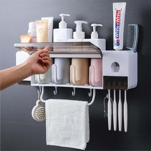 Multifunctionele badkamer tandenborstelhouder ingesteld met kopjes en automatische tandpasta dispenser muur gemonteerd elektrische tandenborstel stora185p