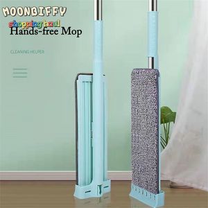 Mops Squeeze Mop Floor Mops Reusable Microfiber Pads Handfree Wash 360 Degree Cleaning Flat Mop Household Self Cleaning Tools 230311