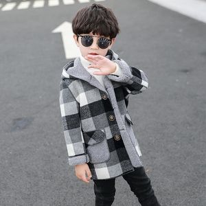 Coat autumn winter Children boy clothes wool hooded toddler coat little clothing fashion plush plaid top cute kids windbreaker 230311