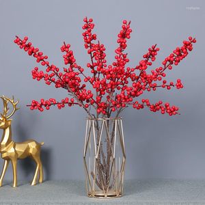 Dekorativa blommor konstgjorda nordamerikanska Holly Fruit Plastic Red Rich Diy Year Flower Arrangement Decoration Ornament