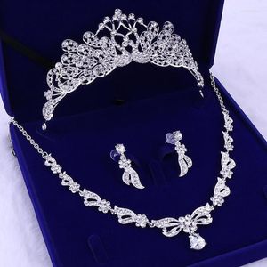 Collana Orecchini Set Sposa Cristallo Farfalla Foglia Costume Gioielli da sposa Strass Girocollo Diademi Corona Donna