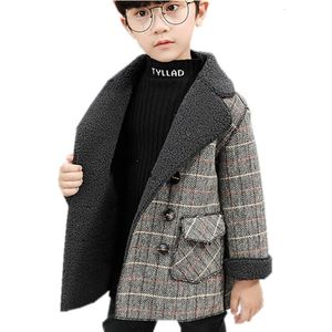 Coat Fashion Baby Boys Plaid Woolen Jacket For Winter Kids Wool Blend Toddler Warm Outerwear Children Clothing Age 29 230311