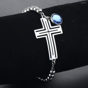 Charm Bracelets Vintage Edelstahl Silber Farbe glänzende schwarze blaue Strasssteine ​​für Frauen Liebhaber Freunden Geschenk Schmuck Sl059