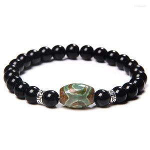 Strand Natural Stone Beads Bracelet Men Tibetan Dzi Aagtes Charm For Women Balance Healing Yoga Buddha Jewelry