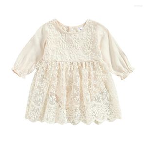 Girl Dresses Focusnorm 0-18m Baby Girls Princess Romper Dress Casual Floral Lace Long Sleeves A-Line Jumpsuits