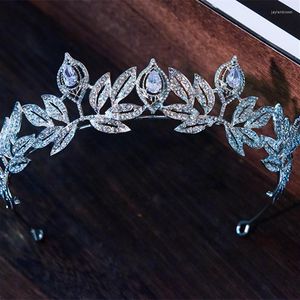 Headpieces GS11586 Korean Bridal Zircon Crown Alloy Rhinestone Wedding Hairpiece Leaves Princess Tiara For Bride