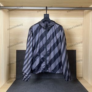 Xinxinbuy męska designerska kurtka płaszcz 23ss dwustronne kurtki podwójne litery żakardowe z długim rękawem bawełna kobiety khaki szary czarny M-2XL