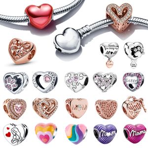 925 silver Fit Pandora Original charms DIY Pendant women Bracelets beads Heart shaped Bead