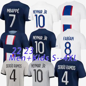 2022 2023 Soccer Jerseys Paris Home Away Saint Germain Maillot De Foot SERGIO RAMOS MBAPPE VERRATTI MARQUINHOS R Football Shirt Men