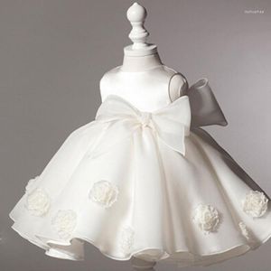 女の子ドレス生まれ素敵な女の子ノースリーブホワイトピンクドレス子供ソフト Vestidos Infantis プリンセスチャイルドベビーパーティー