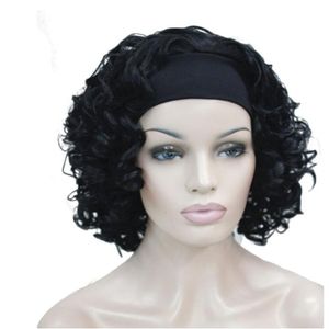 StrongBeauty Short Curly Black Synthetic HeadBand Wig for Women242s