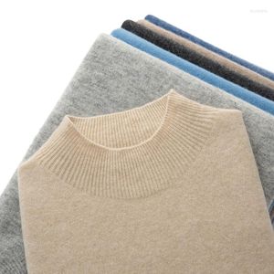 Men's Tank Tops Seamless Cashmere Sweater Men's Half-High Collar Pullover Short Sleeve Merino Wool Vest 2023 SSpring And Summer Style