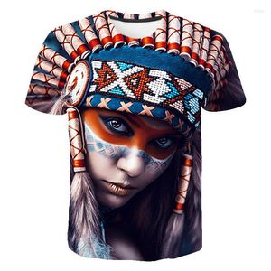 Męskie koszule 2023 Summer Indian Wzór streetwearu fajny koszulka chłopiec dziewczyna dzieci 3d wydrukowane krótkie rękawe kobiety