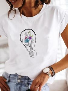 Женские футболки для печати мода с коротким рукавом одежда женская одежда цветочная тенденция милая 90-х
