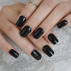 False Nails Gorgeous Black Fake Lim On Back Extremt Glossy Quanlity Press 24st Kit