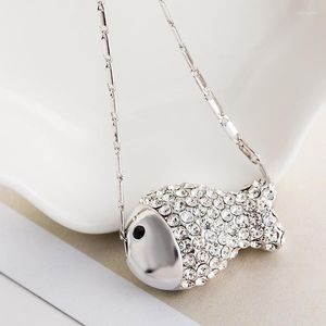 Pendant Necklaces NL-00675 Fish Rhinestone Necklace For Women Heavy Metals Free Silver Plated Jewelry Christmas Gift Accessories Wholesale