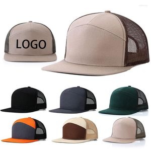 Ball Caps Fashion High Quality Seven Panel Mesh Baseball Cap Custom Printing Embroidered Logo Personalized Snapback Hats For Men Women