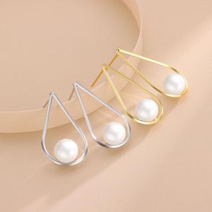 Stud -oorbellen WPB S925 Sterling Silver Hollow Drops Pearl Women's K Gold Compated Luxury Sieraden Gifts Party Prom Banquet