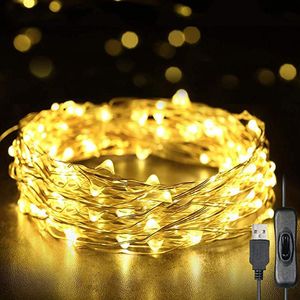 Saiten 12m USB-Beleuchtung 120 LED-Leuchten IP65 wasserdichter Draht Weihnachtsbaum Dekor für Partydekoration Hochzeit DIY Handwerk DecorLED