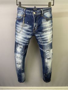 DSQ Phantom Turtle Jeans masculino Jeans Jeans de luxo Jeans Skinny Ripped Guy Cool Hole Denim Fashion Moda