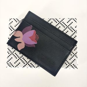 Fashion Women Bank Card Titular Magnolia Flower and Hummingbird Real Leature Leather Credit Textury Luxury Card Titular Mini Wallet With Box