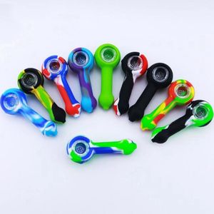 Latest More Colorful Silicone Cool Style Pipes Herb Tobacco Oil Rigs Glass Multihole Single Hole Filter Bowl Handpipes Smoking Cigarette Hand Holder Tube DHL