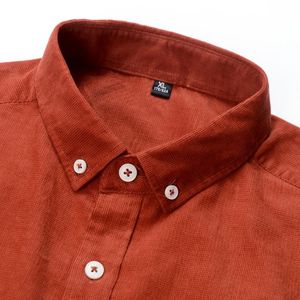 Men's Dress Shirts Shirt Casual Mens Corduroy Pure Cotton Long Sleeve Brown Thick Winter XXL Regular Fit Model Male Button Down