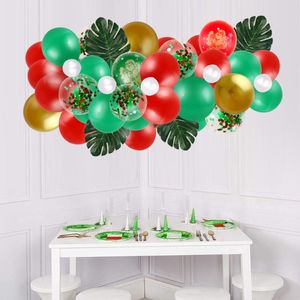 Party-Dekoration, 52 Stück/Set, Weihnachts-Latex-Luftballons, Hintergrund-Wand-Dekor-Set, Dekorationen, 12 Zoll, rot und grün mit Pailletten