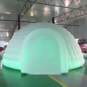 Utomhusaktiviteter 5m 8 m vit uppblåsbar igloo Dome Party Tält med LED -ljusstrukturverkstad för evenemangsfest bröllopsutställning