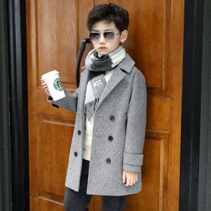 Coat Baby Boy girls Woolen Jacket Long Double Breasted Warm Outwear Clothes Toddle Spring Autumn Winter 4 5 6 8 10Year 230311