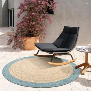 Teppiche Handgeflochtener Juteteppich Wohnzimmer Couchtisch Teppiche Luxuriöser nordischer Outdoor-Teppich Runde Lounge-Bodenmatte