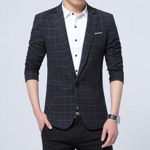 Ternos masculinos Blazer Masculino 2023 Autumn Winter Fashion Men Plaid Men Casual Slim Social Business Terno Jacket