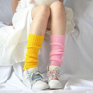 Women Socks Knit Winter Loose Stretchy Warm Keeping Acrylic Autumn/Winter Solid Color JK Lolita Boots