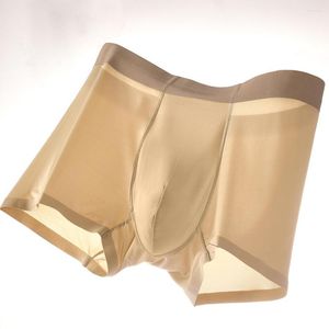 Underpants Mens Shorts U Convex Flat Boxers Ice Silk Underwear Seamless Lightweight Breathable Hip Lift Boy Sissy Sleep Bottoms