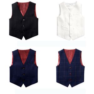 Waistcoat Children's Black Suit Vest Flower Boy Dress Piano Performance British Style Shool Party Solid Color 418T 230311