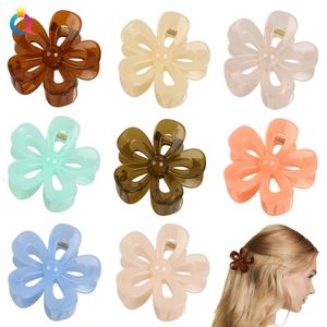 Jelly Big Flower Matte Hollow Out Ribbon Flower Hair Claw Clips Women Girls Crab Hair Claws Ponytail Hairpin Bath Barrette Headwear Accessories 1899