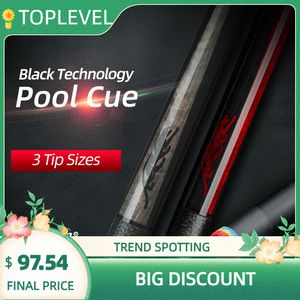 Biljart aanwijzingen preoaidr 3142 King Billard Pool Maple Carbon Shaft Black Technology Stick 12 5 11 8 10 8mm Rainbow Tip Uni Lock Joint 230311