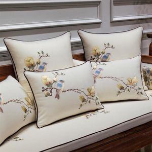 Chińska poduszka haftowa Ptaki kwiatowe luksusowe poduszki poduszki Cojines Decorativos para sofa szlachetna kobiety do dekoracji domu253z