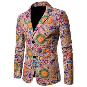 Ternos masculinos de temperamento único de temperamento de peito étnico Blazer esbelto para desgaste diário